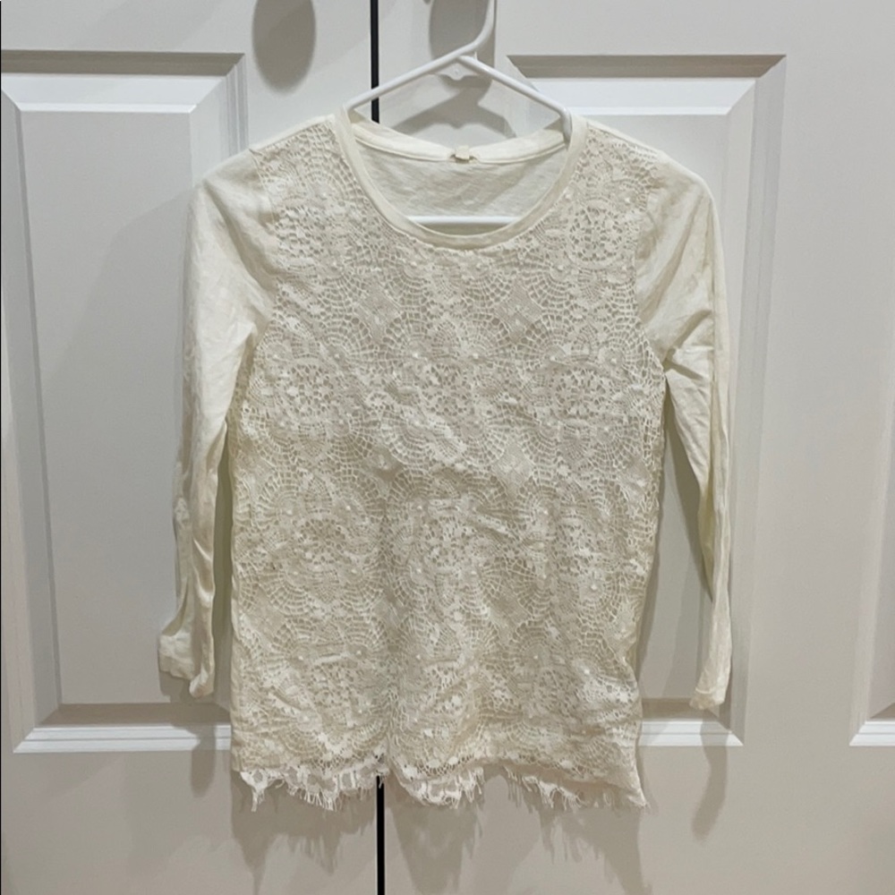 JCrew Crochet top, cream size small